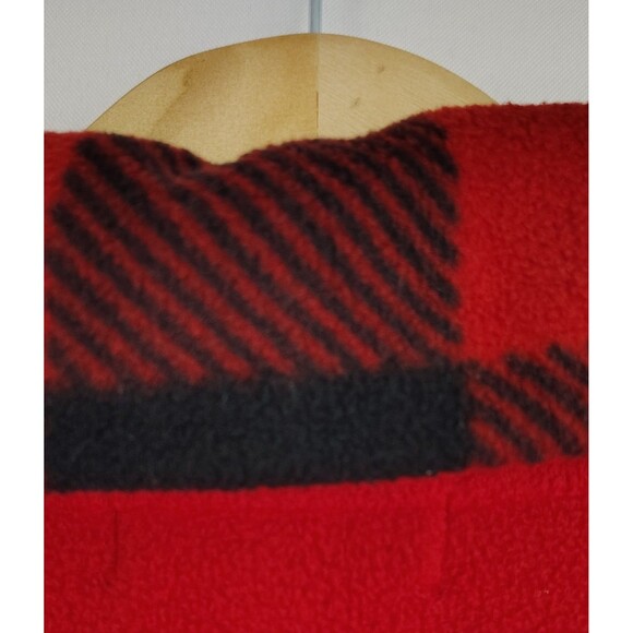 Women’s Fleece Plaid Collar Red Full Zip Jacket Chaps Size Medium Warm Preppy - Picture 4 of 5